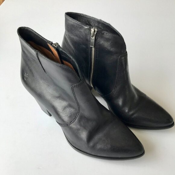 FRYE Jennifer Bootie Leather Pointed Toe Ankle Western Style Boots Black, 8M - Picture 6 of 16